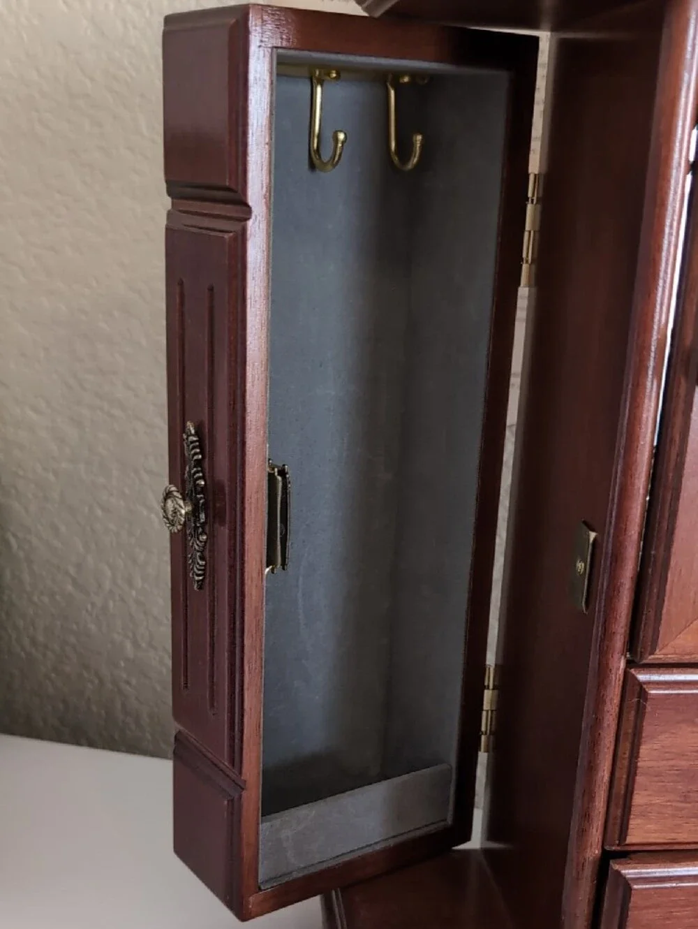 Wooden Jewelry Armoire Cabinet with Glass Door - Brown